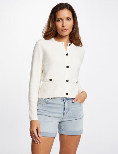 Rechte denim short gebleekt denim vrouw