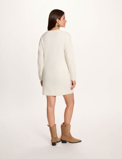 Robe tricot manches longues ivoire femme