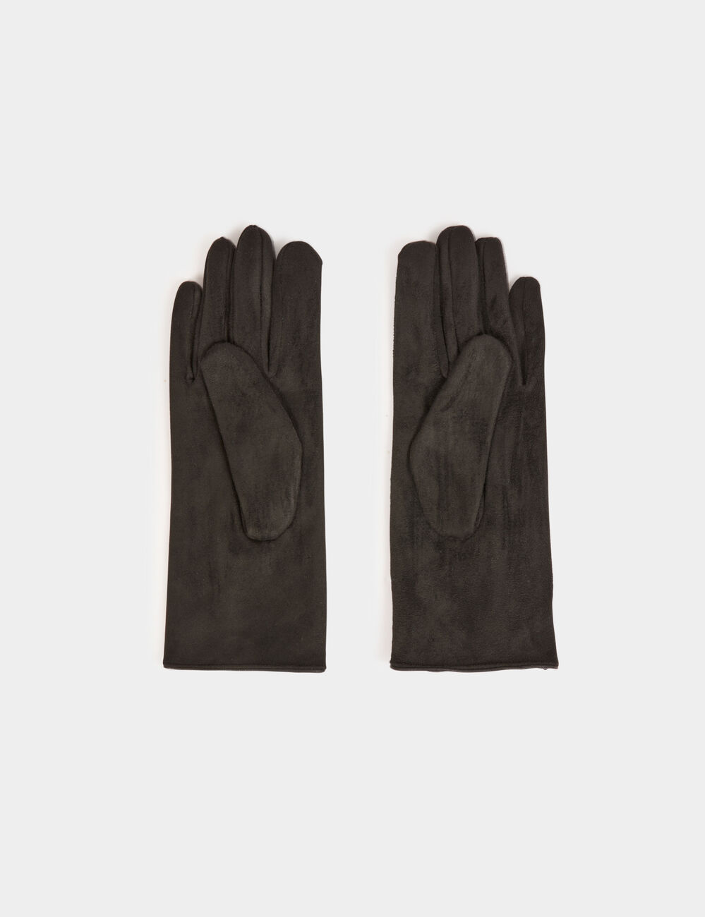 Suède handschoenen met knopen zwart vrouw