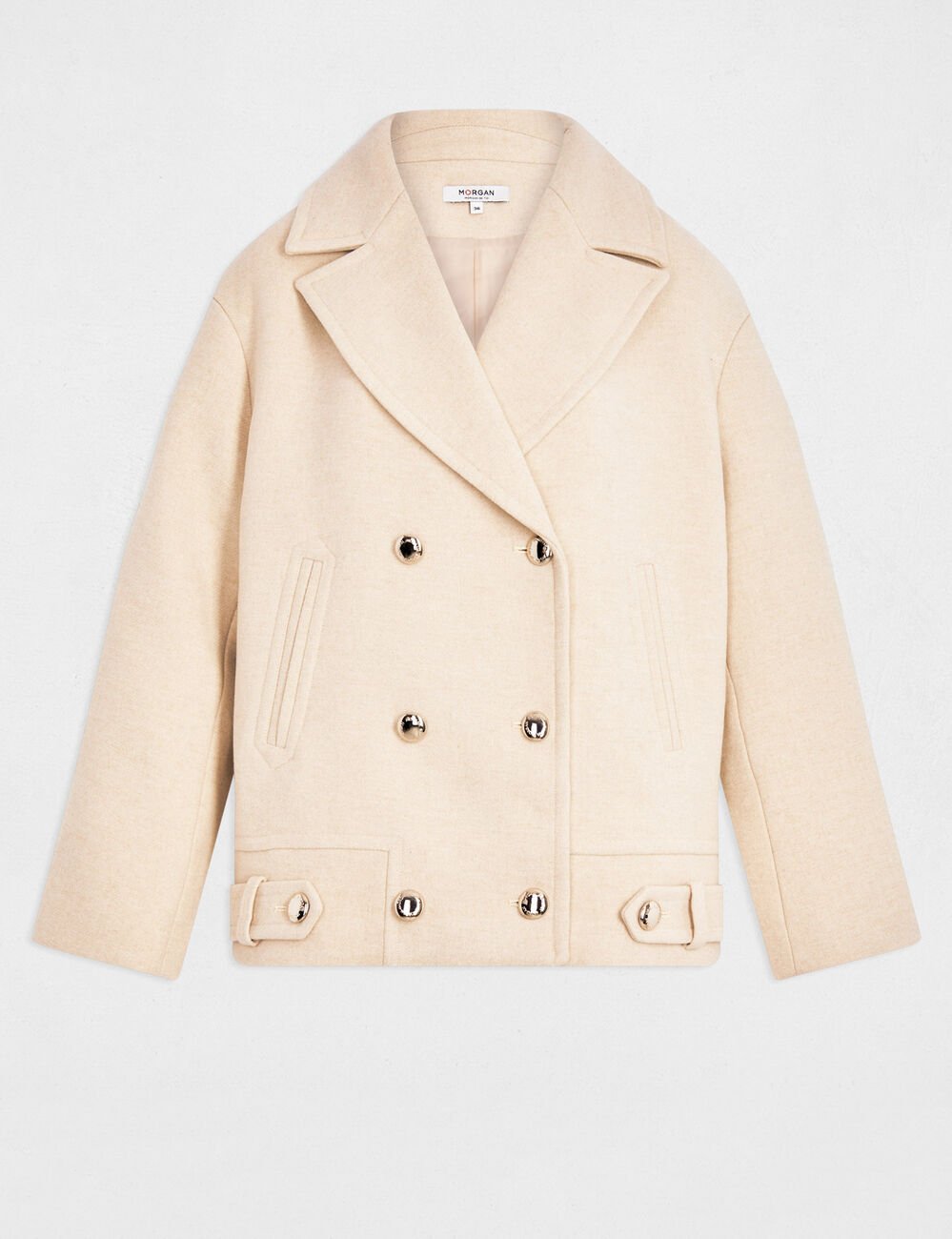 Manteau court bouclette beige femme