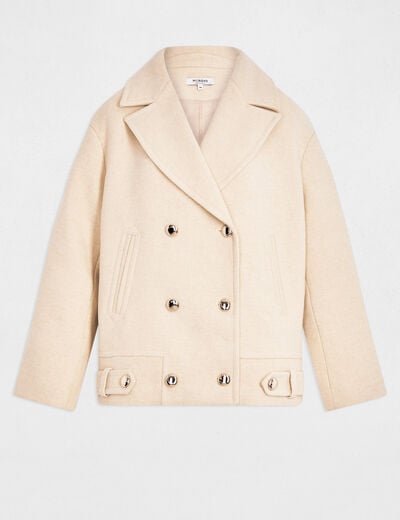 Manteau court bouclette beige femme