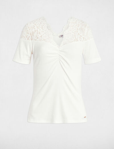 T-shirt met korte mouwen helder wit vrouw