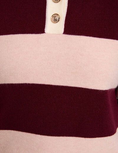 Pull col &agrave; revers bordeaux femme