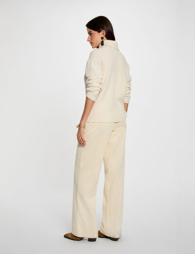Pull col roulé ivoire femme