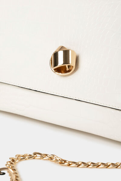Sac pochette aspect croco blanc femme