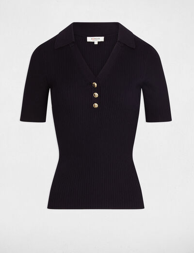 Polo kraag trui marineblauw vrouw