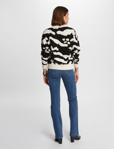 Trui met hoge hals en print beige vrouw
