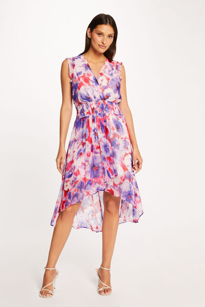 Mouwloze shift-jurk met bloemenprint meerkleurig vrouw