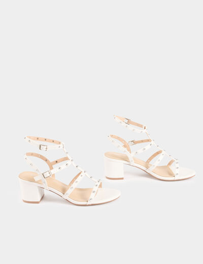 Sandales à talons et clous blanc femme