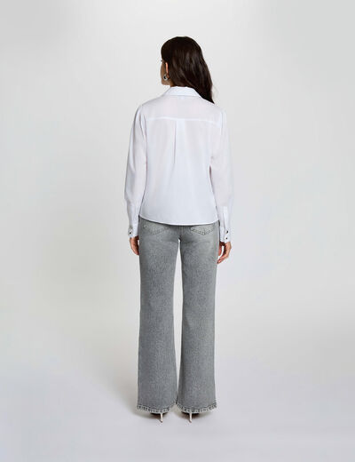 Jean large taille haute denim snow gris femme