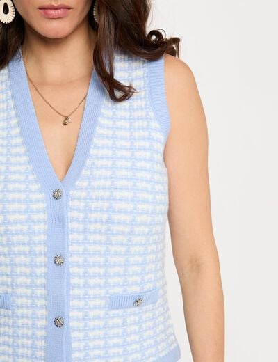 Getailleerd vest met V-hals hemelsblauw vrouw
