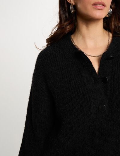 Pull droit col rond noir femme