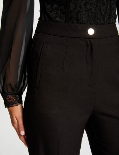 flare broek met plooien zwart vrouw Flare broek met plooien zwart vrouw