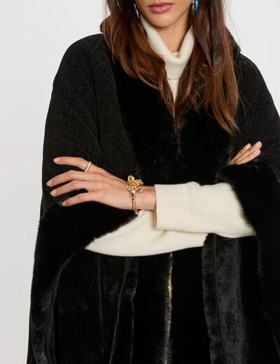Cape met details van imitatiebont zwart vrouw