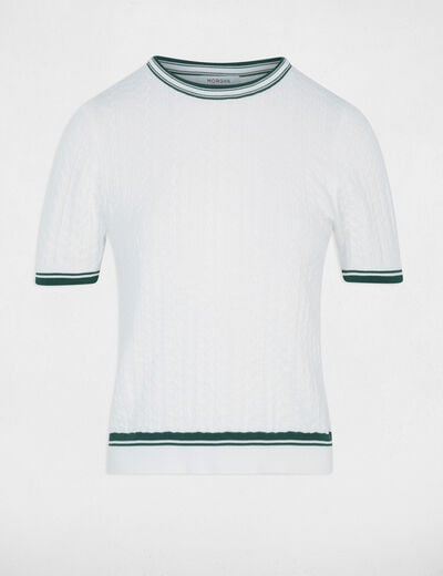 Pull fin manches courtes vert femme