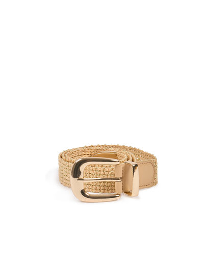 Ceinture tressée beige femme