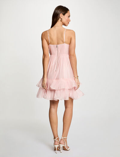 Korte jurk van tule pastelroze vrouw