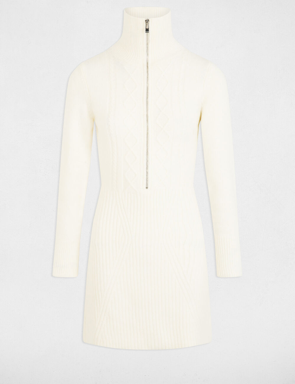 Robe tricot courte ajustée blanc femme