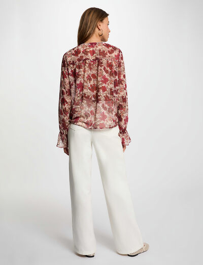 Voile blouse met v-hals meerkleurig vrouw