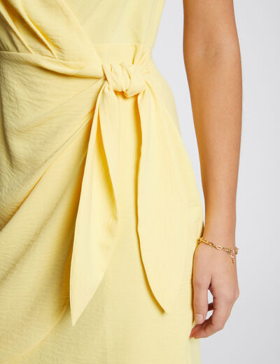 Robe courte portefeuille jaune moyen femme