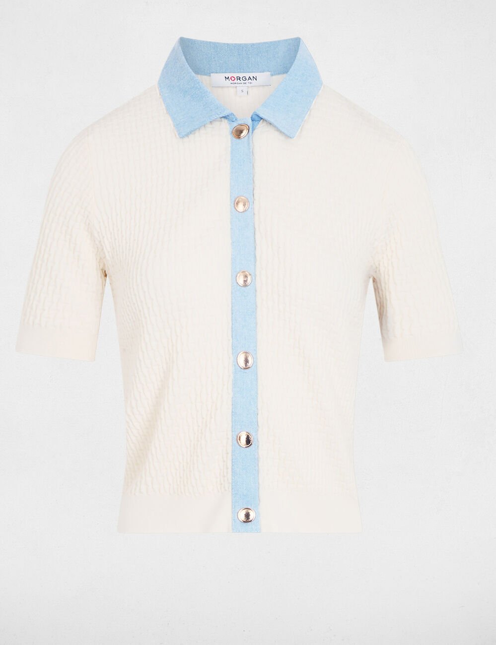 Vest met korte mouwen ivoor vrouw