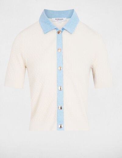 Vest met korte mouwen ivoor vrouw