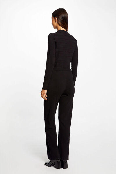Combinaison tricot droite zippée noir femme