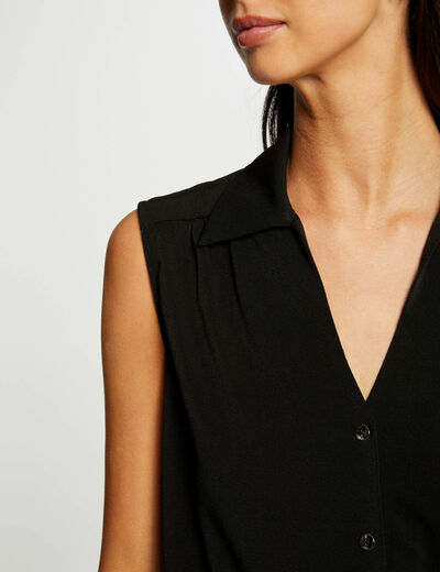 Blouse sans manches nouée noir femme