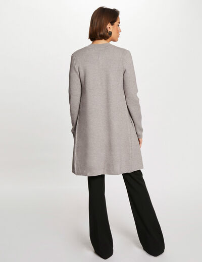 Gilet droit &agrave; col crant&eacute; gris clair femme