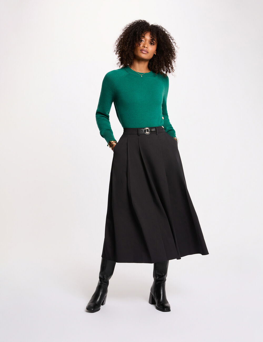 Uitlopende rok met hoge taille zwart vrouw