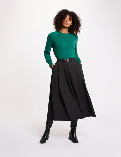 Uitlopende rok met hoge taille zwart vrouw
