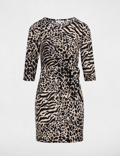 Robe ajustée manches longues multicolore femme