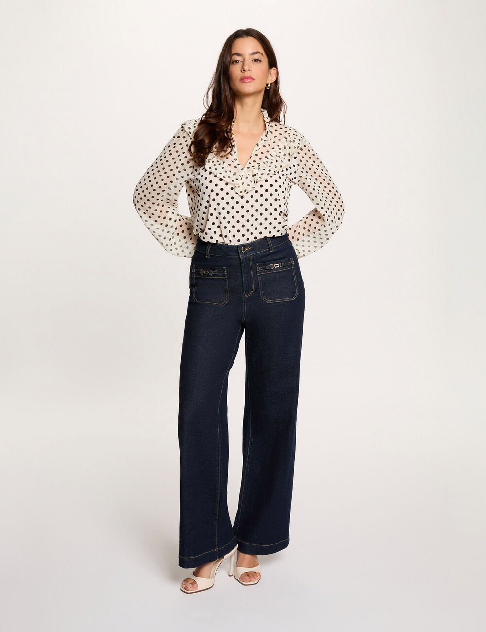 T-shirt voile col v blanc femme