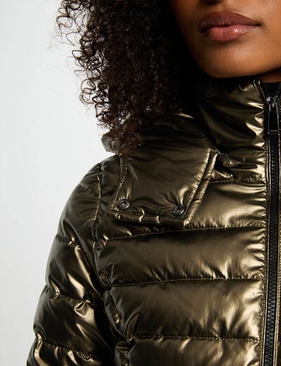 Metallic jack met capuchon kleur bronze vrouw