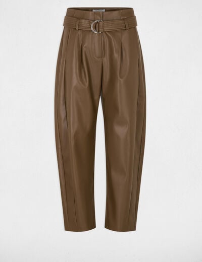 Pantalon large taille haute vert kaki femme
