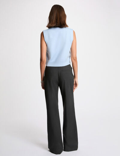 Mouwloze geborduurde trui hemelsblauw vrouw