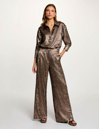 Pantalon large satiné multicolore femme