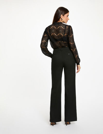 Chemise dentelle lavallière noir femme