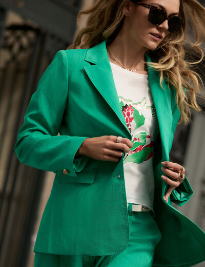 Blazer fluide vert émeraude femme