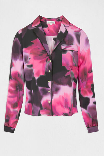 Shirt lange mouwen en abstracte print veelkleurig vrouw