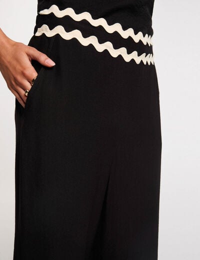 Pantalon large 7/8 noir femme