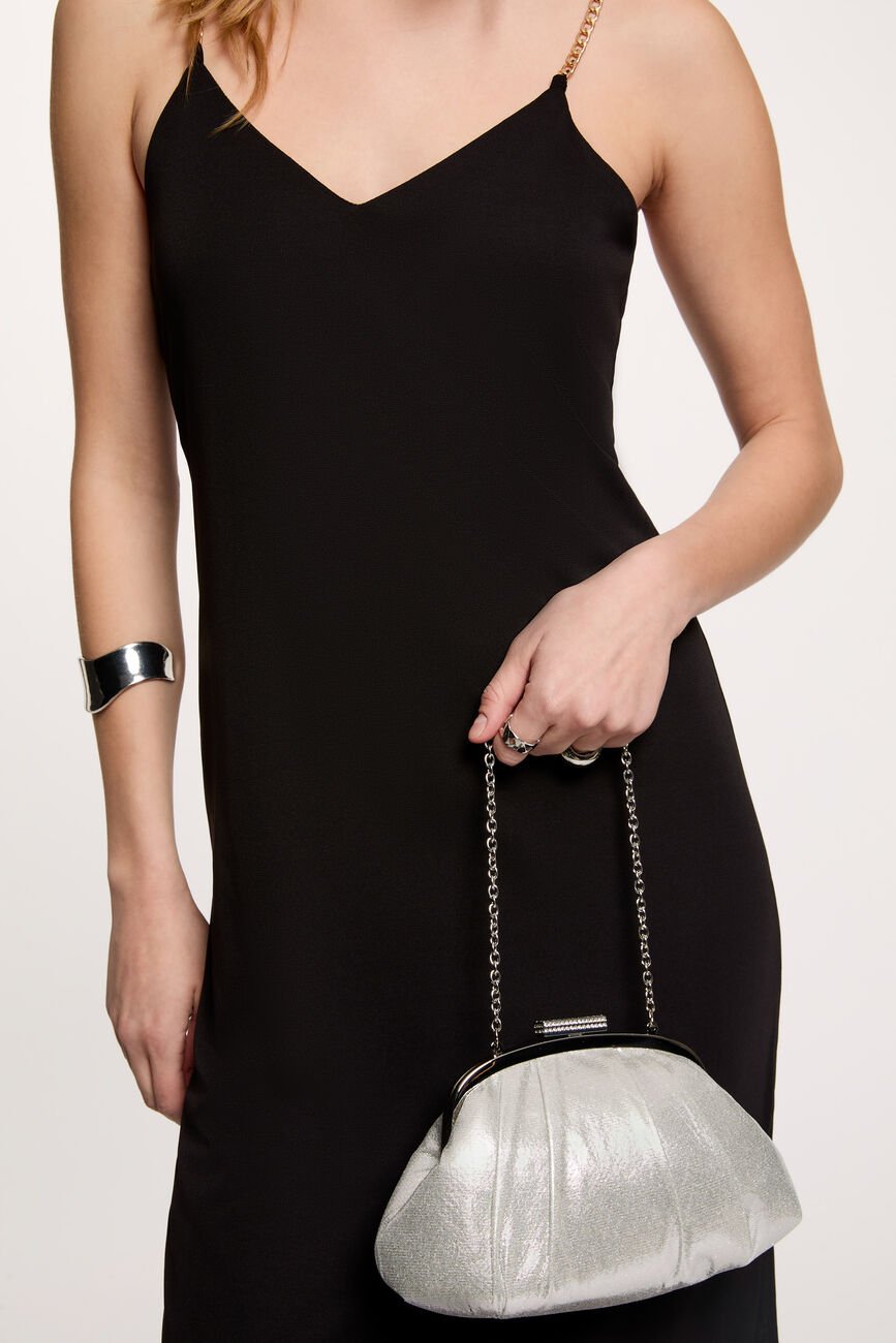 Pochette similicuir couleur argent femme