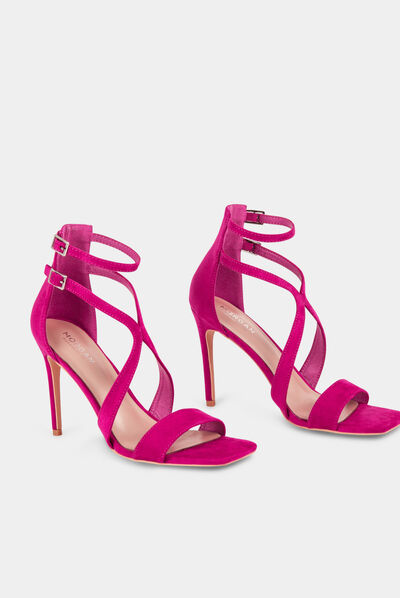Sandalen met hakken en riempjes roze vrouw