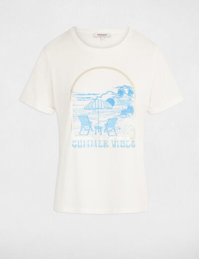 T-shirt à inscription blanc femme