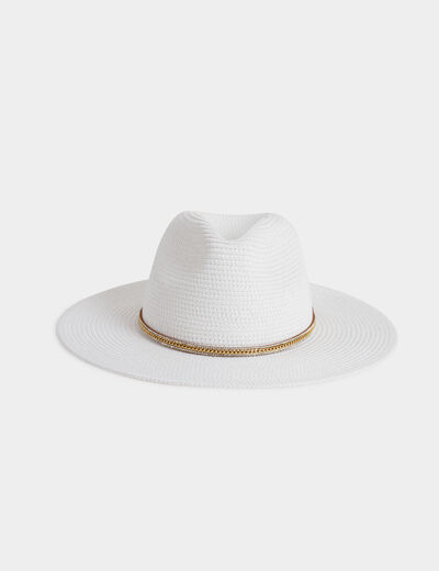 Chapeau de soleil tressé blanc femme