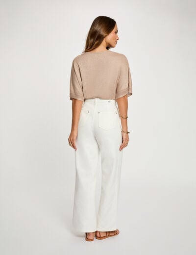 Trui V-hals en korte mouwen taupe vrouw