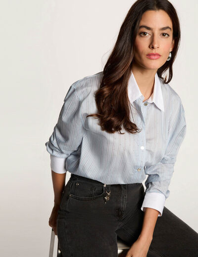 Oversized gestreept overhemd meerkleurig vrouw