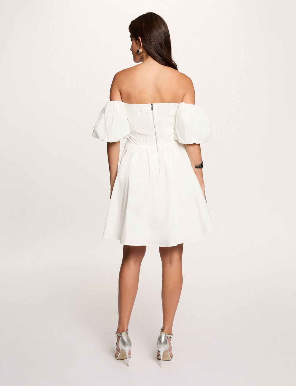 Robe courte manches bouffantes blanc femme