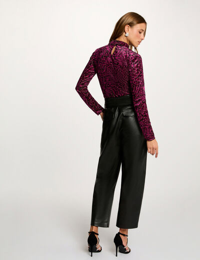 T-shirt velours col montant multicolore femme