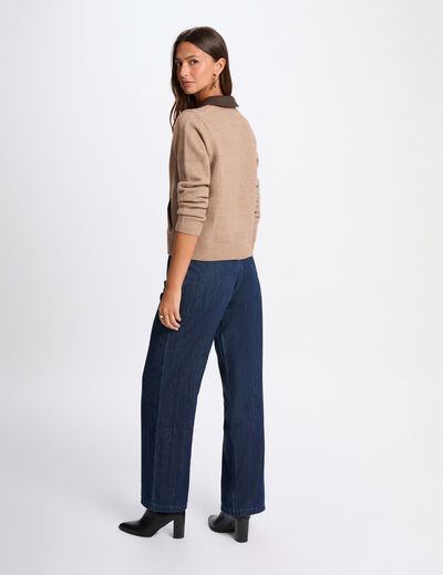 Veste ajustée col à revers marron femme